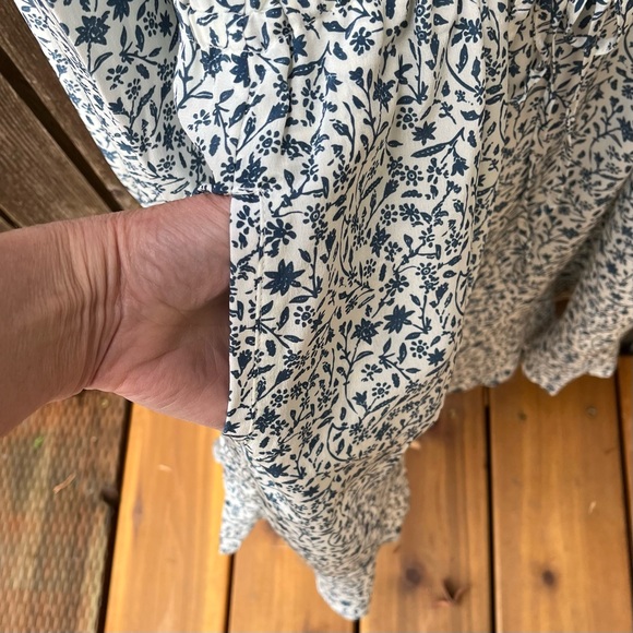 Faherty Kennedy 100% Silk Spring Daisy Dress NWT In White & Blue Floral Sz L - Picture 9 of 16